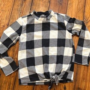 Girls Old Navy Black and Cream Checkered Long Sleeve fleece large 10/12